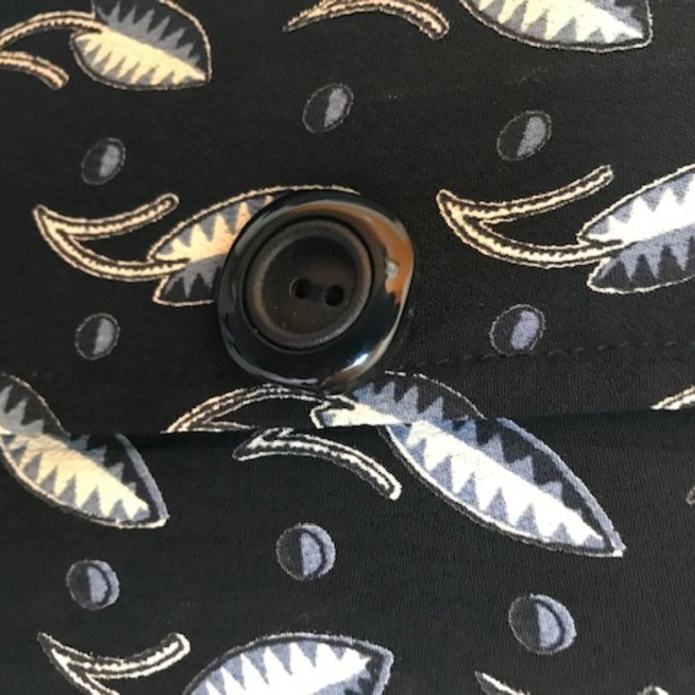 Vintage inspired rayon crepe print 1990's midi shirt dress M - Picture 5 of 12
